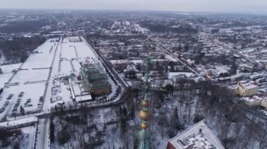 Güzel Sığınak Jasna Gora Czestochowa Hava Manzarası Polonya. Yüksek kalite 4k görüntü