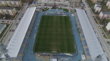 Güzel stadyum Mielec Hava Manzarası Polonya. Yüksek kalite 4k görüntü