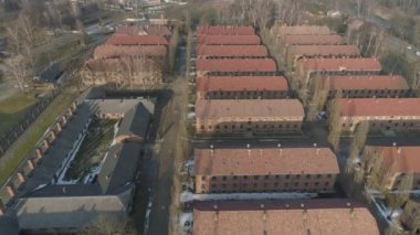 Auschwitz Toplama Kampı Oswiecim Hava Görüntüleme Polonya. Yüksek kalite 4k görüntü