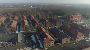 Auschwitz Toplama Kampı Oswiecim Hava Görüntüleme Polonya. Yüksek kalite 4k görüntü