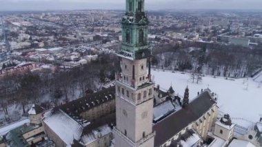 Güzel Panorama Sığınağı Jasna Gora Czestochowa Hava Manzarası Polonya. Yüksek kalite 4k görüntü