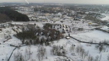 Güzel Panorama Evleri Czestochowa Hava Manzaralı Polonya. Yüksek kalite 4k görüntü