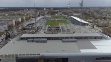 Güzel stadyum Mielec Hava Manzarası Polonya. Yüksek kalite 4k görüntü