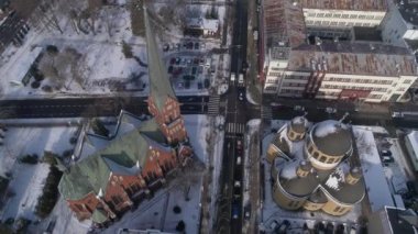 Güzel Czestochowa Meydanı Hava Manzarası Polonya. Yüksek kalite 4k görüntü