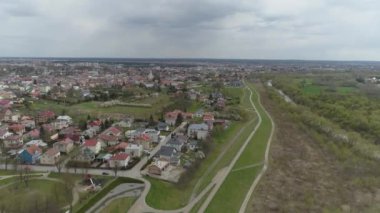 Güzel Panorama Nehri Wisloka Mielec Hava Manzarası Polonya. Yüksek kalite 4k görüntü