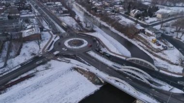 Güzel Panorama Köprüsü Czestochowa Hava Manzarası Polonya. Yüksek kalite 4k görüntü