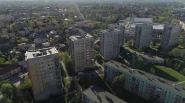 Güzel Panorama Gökdelenleri Şimdi Sacz Hava Manzarası Polonya. Yüksek kalite 4k görüntü