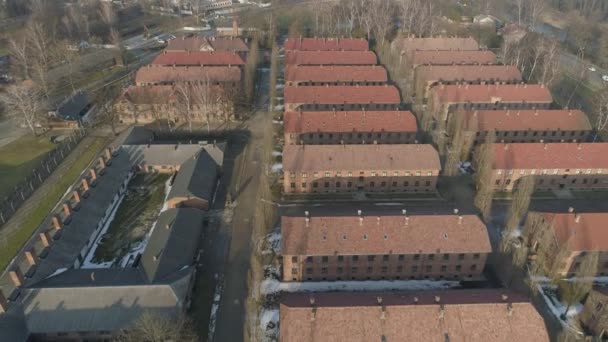 Concentratiekamp Auschwitz Oswiecim Luchtfoto Polen Hoge Kwaliteit Beeldmateriaal — Stockvideo