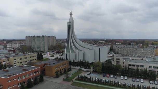 Igreja Bonita Mielec Vista Aérea Polônia Imagens Alta Qualidade — Vídeo de Stock