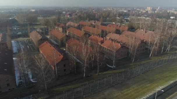 Auschwitz Koncentrationsläger Oswiecim Flygfoto Polen Högkvalitativ Film — Stockvideo