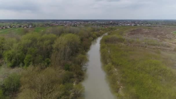美丽的全景河威斯洛卡Mielec Aerial View波兰 高质量的4K镜头 — 图库视频影像