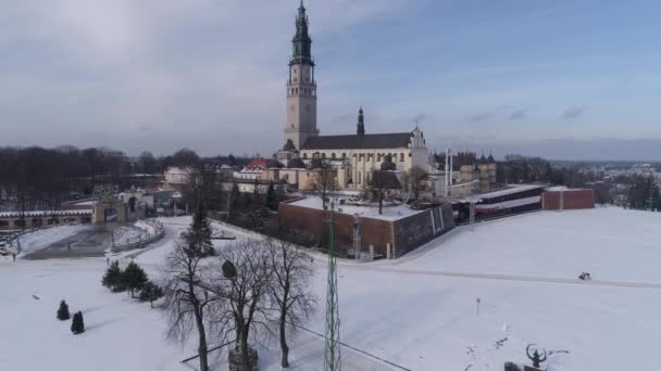 Bellissimo Santuario Jasna Gora Czestochowa Vista Aerea Polonia Filmati Alta — Video Stock