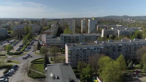 Krásné Panorama Mrakodrapy Estate Krosno Aerial View Polsko Vysoce Kvalitní Royalty Free Stock Video