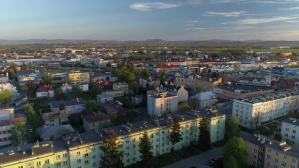 Prachtig Panorama Housing Estate Krosno Aerial View Polen Hoge Kwaliteit — Stockvideo