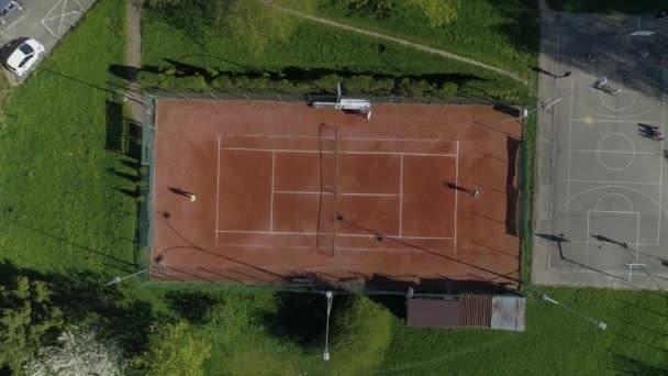 Top Tenisové Kurty Krosno Aerial View Polsko Vysoce Kvalitní Záběry — Stock video