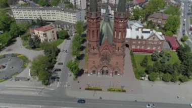 Güzel kilise Tarnow Hava Manzaralı Polonya. Yüksek kalite 4k görüntü