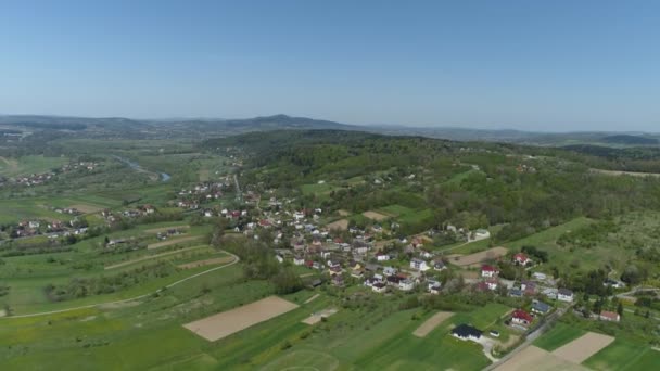 Beautiful Panorama Mountains Jaslo Aerial View Poland High Quality Footage — Stock Video