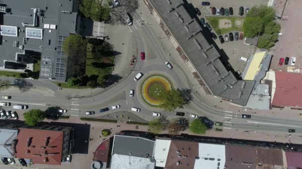 Top Roundabout Jaslo Aerial View Poland High Quality Footage — Stock Video