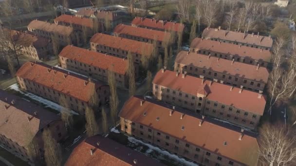 Auschwitz Konzentrationslager Oswiecim Luftaufnahme Polen Hochwertiges Filmmaterial — Stockvideo