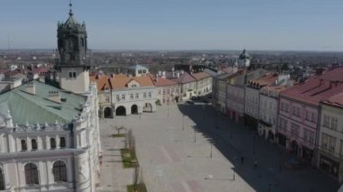 Güzel Eski Şehir Meydanı Jaroslaw Hava Manzarası Polonya. Yüksek kalite 4k görüntü