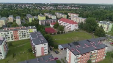 Güzel Panorama Konutları Zgierz Havacılık Manzarası Polonya. Yüksek kalite 4k görüntü