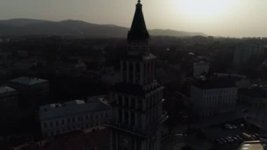 Güzel Katedral Bielsko Biala Hava Manzarası Polonya. Yüksek kalite 4k görüntü