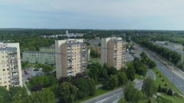 Güzel gökdelenler Zgierz Hava Manzarası Polonya. Yüksek kalite 4k görüntü