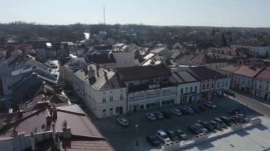 Güzel Pazar Yeri Centrum Lezajsk Hava Manzarası Polonya. Yüksek kalite 4k görüntü