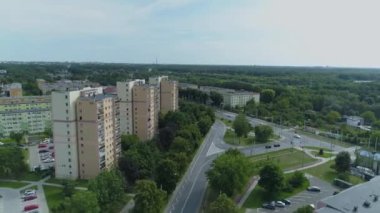 Güzel gökdelenler Zgierz Hava Manzarası Polonya. Yüksek kalite 4k görüntü