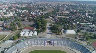 Güzel Panorama Stadyumu Leszno Hava Manzarası Polonya. Yüksek kalite 4k görüntü