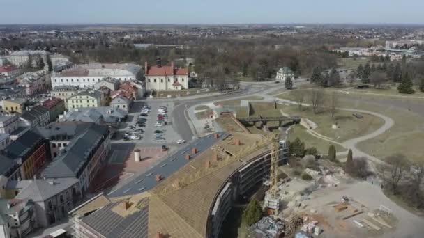 Schöne Alte Stadtmauern Zamosc Luftaufnahme Polen Hochwertiges Filmmaterial — Stockvideo