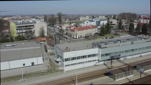 Bela Estação Ferroviária Jaroslaw Aerial View Poland Imagens Alta Qualidade — Vídeo de Stock