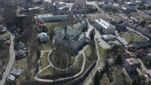 Prachtig Panorama Sanctuary Jaroslaw Aerial View Polen Hoge Kwaliteit Beeldmateriaal — Stockvideo
