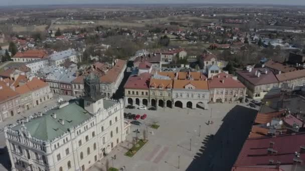 Krásné Staroměstské Náměstí Jaroslaw Aerial View Polsko Vysoce Kvalitní Záběry — Stock video