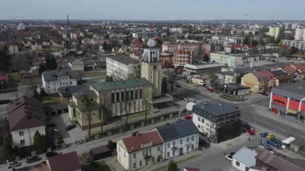 美丽的教堂Zamosc Aerial View Poland 高质量的4K镜头 — 图库视频影像