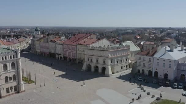 Hermosa Plaza Ciudad Vieja Jaroslaw Vista Aérea Polonia Imágenes Alta — Vídeo de stock