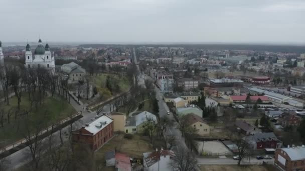 Bela Basílica Panorama Chelm Vista Aérea Polónia Imagens Alta Qualidade — Vídeo de Stock