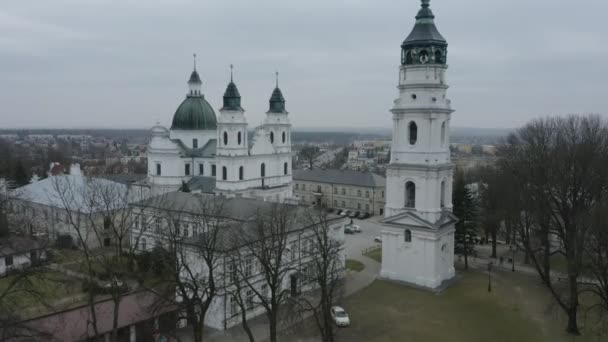 Bela Basílica Chelm Vista Aérea Polónia Imagens Alta Qualidade — Vídeo de Stock