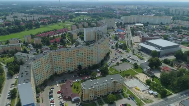Mooie Wolkenkrabbers Belchatow Aerial View Polen Hoge Kwaliteit Beeldmateriaal — Stockvideo