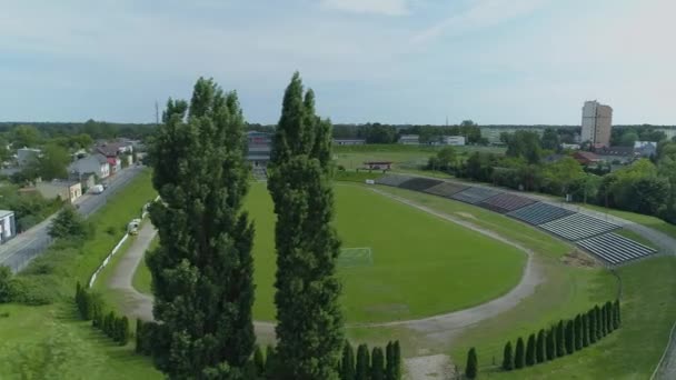 Bellissimo Stadio Zgierz Vista Aerea Polonia Filmati Alta Qualità — Video Stock