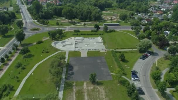 Skatepark Binkow Belchatow Aerial View Polen Høj Kvalitet Optagelser – Stock-video