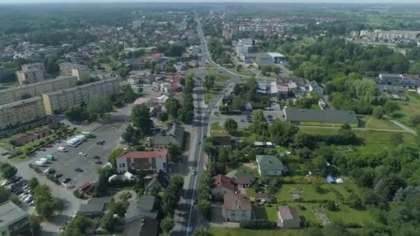 Panoráma Nagy Körforgalom Belchatow Aerial View Lengyelország Kiváló Minőségű Felvételek — Stock videók