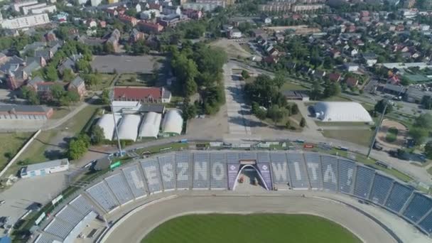 Bellissimo Stadio Leszno Vista Aerea Polonia Filmati Alta Qualità — Video Stock