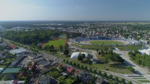 Piękny Stadion Panoramiczny Leszno Aerial View Poland Wysokiej Jakości Materiał — Wideo stockowe