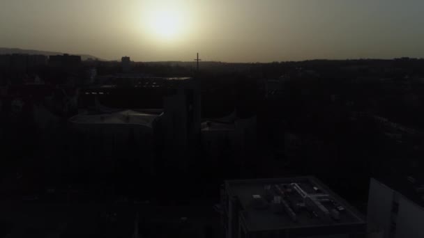 Panorama Zachód Słońca Bielsko Biała Widok Lotu Ptaka Polska Wysokiej — Wideo stockowe