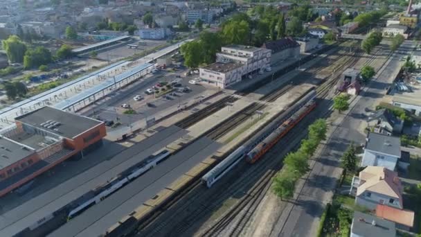 Dworzec Kolejowy Lesznie Widok Lotu Ptaka Polska Wysokiej Jakości Materiał — Wideo stockowe