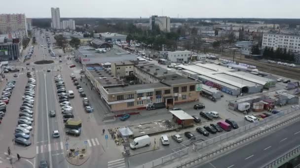 Panorama Shopping Mall Stalowa Wola Vista Aerea Polonia Filmati Alta — Video Stock