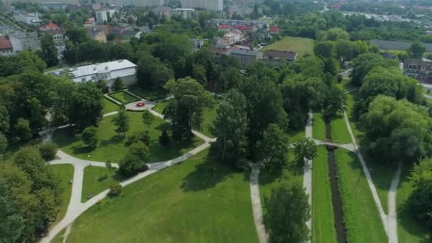 Beautiful Park Olszewskich Belchatow Aerial View Poland High Quality Footage — Stock Video