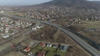 Güzel Panorama Dağları Yolu Bielsko Biala Hava Manzarası Polonya. Yüksek kalite 4k görüntü