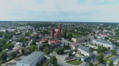 Güzel Panorama Şehir Merkezi Zgierz Hava Manzarası Polonya. Yüksek kalite 4k görüntü